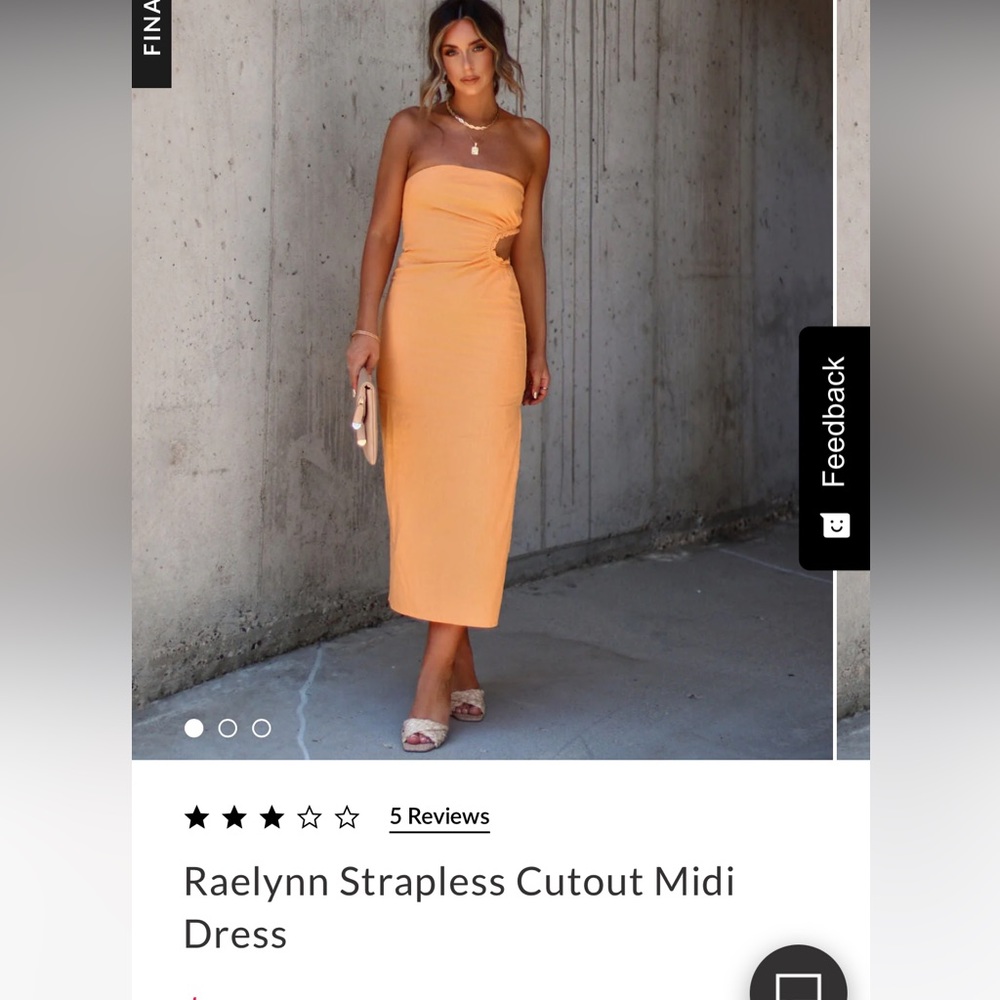 Vici Strapless Cutout Midi Dress - Peach